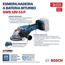 Esmerilhadeira angular à bateria Bosch GWS 18V-15 P 18V SB