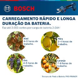 Tesoura de Poda a Bateria Pro Pruner BRUSHLESS 12V, 2 baterias, carregador e maleta - Bosch