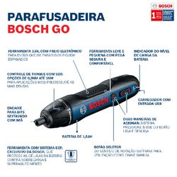 Parafusadeira a Bateria Bosch Go 3,6V BIVOLT com 2 Bits