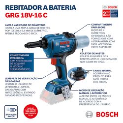 Rebitador a Bateria GRG 18V-16 C, Brushless, 18V SB - Bosch