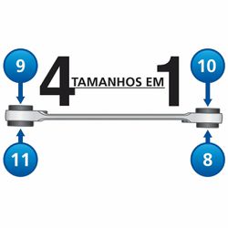 Chave Com Catraca 4 Bocas 16x17x18x19mm (44637/105) - Tramontina Pro