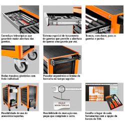 Carrinho Para Ferramentas Com 6 Gavetas e 92 Peças (44950/793) - Tramontina Pro