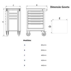 Carrinho Para Ferramentas Com 6 Gavetas e 92 Peças (44950/793) - Tramontina Pro