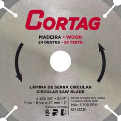 Lâmina de Serra Circular 235mm x 24D (61767) - Cortag