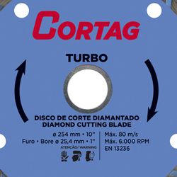 Disco de Corte Diamantado Turbo 254mm (61617) - Cortag