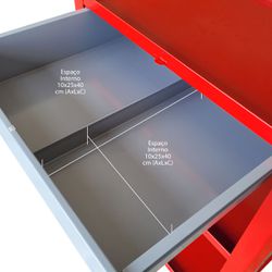 Carrinho Para Ferramentas Aberto Com 1 Gaveta Vermelho (CS02) - Fercar