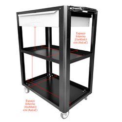 Carrinho Para Ferramentas Aberto Com 1 Gaveta Preto (CS02) - Fercar