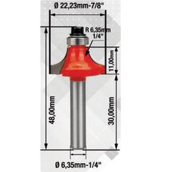 Fresa Para Tupia Quebra Canto - Com Rolamento 7/8'' x 1/4'' (91,0008) - Rocast
