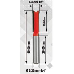 Fresa Para Tupia Reta 1/4'' x 1/4'' (91,0002) - Rocast