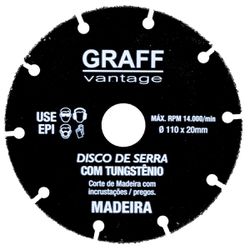 Disco de Serra Com Tungstênio Para Madeira 110 x 20mm (706,0001) - Graff Vantage