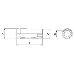 Soquete de Impacto Sextavado Longo 1/4'' x 6mm (44883/106) - Tramontina Pro