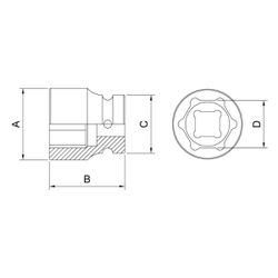Soquete de Impacto Sextavado 1/2'' x 6mm (44880/106) - Tramontina Pro