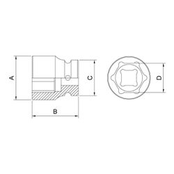 Soquete de Impacto Sextavado 1'' x 48mm (44917/048) - Tramontina Pro