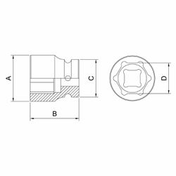 Soquete de Impacto Sextavado 1/2'' x 35mm (44880/135) - Tramontina Pro