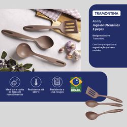 Jogo de Utensílios Abillity em Nylon Com 3 Peças Mocaccino (25199/411) - Tramontina