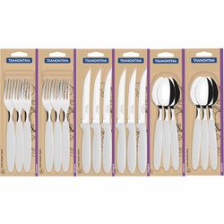 Jogo de Garfos, Facas e Colheres Ipanema Branco Com 18 Unidades - Tramontina