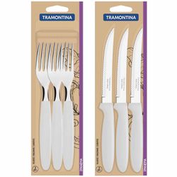 Jogo de Garfos e Facas Ipanema Branco Com 6 Unidades - Tramontina