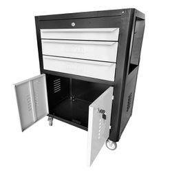 Carrinho Para Ferramentas Preto Com 3 Gavetas + Jogo de Ferramentas 8 Peças - Fercar