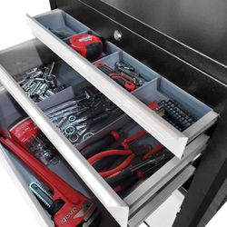 Carrinho Para Ferramentas Preto Com 3 Gavetas + Jogo de Ferramentas 8 Peças - Fercar
