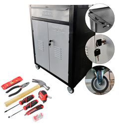 Carrinho Para Ferramentas Preto Com 1 Gaveta + Jogo de Ferramentas 8 Peças - Fercar