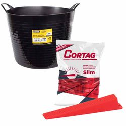 Cunha Para Nivelamento 100 Unidades Com Balde Flexível Para Construção 26L - Cortag