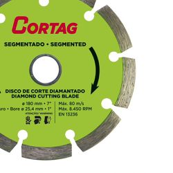 Disco Diamantado Segmentado 180mm - Cortag