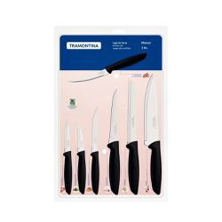Jogo de Facas Plenus em Inox e Cabo de Polipropileno Preto 7 Peças - Tramontina 