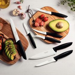 Jogo de Facas Plenus em Inox e Cabo de Polipropileno Preto 7 Peças - Tramontina 