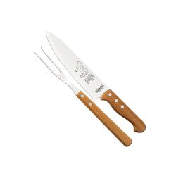 Jogo Trinchante Churrasco em Inox e Cabos de Madeira Natural 2 Peças - Tramontina 