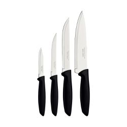 Jogo de Facas Plenus em Inox e Cabo de Polipropileno Preto 4 Peças - Tramontina 