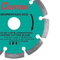 Disco Diamantado Segmentado ECO 110mm 61699 - Cortag