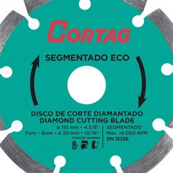 Disco Diamantado Segmentado ECO 110mm 61699 - Cortag