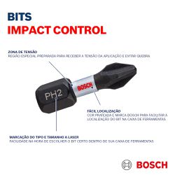 Kit de Pontas e Brocas Bosch Impact Control com 8 peças