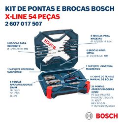 Kit de Pontas e Brocas Bosch X-Line 54 pçs