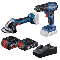 Combo Furadeira / Parafusadeira (GSB 185-Li) Com Esmerilhadeira (GWS 180-Li) e 2 Baterias 18V - Bosch