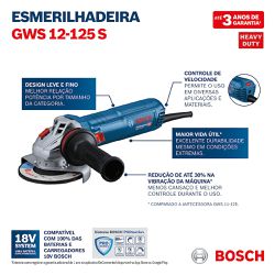 Esmerilhadeira Angular 5'' GWS 12-125 S 1200W 220V - Bosch