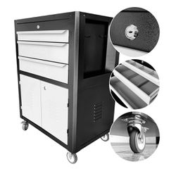 Carrinho Para Ferramentas Fechado Com 3 Gavetas Preto (C06) - Fercar