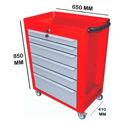 Carrinho Para Ferramentas Fechado Com 6 Gavetas Vermelho (C08) - Fercar