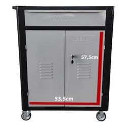 Carrinho Para Ferramentas Fechado Com 1 Gaveta Preto (C07) - Fercar