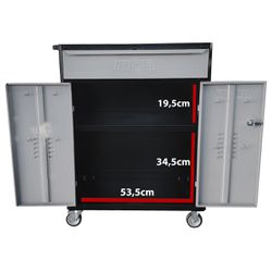 Carrinho Para Ferramentas Fechado Com 1 Gaveta Preto (C07) - Fercar