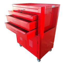Carrinho Para Ferramentas Fechado Com 3 Gavetas Todo Vermelho (C06) - Fercar