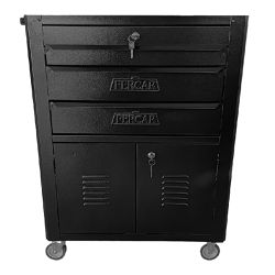 Carrinho Para Ferramentas Fechado Com 3 Gavetas Todo Preto (C06) - Fercar