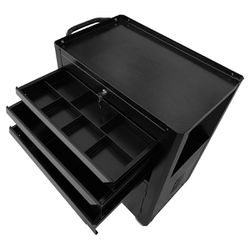 Carrinho Para Ferramentas Fechado Com 3 Gavetas Todo Preto (C06) - Fercar