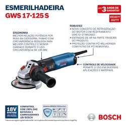 Esmerilhadeira Angular GWS 17-125 S 1700W 220V - Bosch