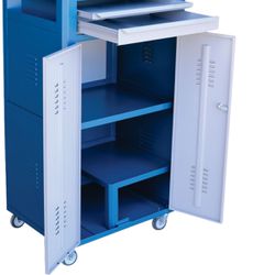 Armário Rack Fechado Com Visor em Vidro Temperado Azul (1520) - Fercar