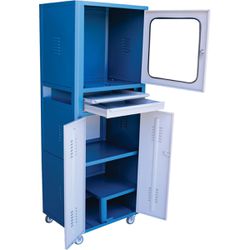 Armário Rack Fechado Com Visor em Vidro Temperado Azul (1520) - Fercar