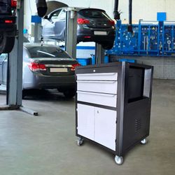 Carrinho Para Ferramentas Fechado Com 3 Gavetas Preto (C06) - Fercar