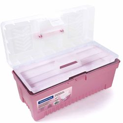 Caixa Plástica Para Ferramentas Com Bandeja Removível 17'' Rosa (43804/517) - Tramontina