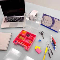 Organizador Plástico Com Tampa e Divisórias 7.1/2'' Rosa (43804/501) - Tramontina