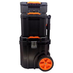 Kit 3 Caixas de Ferramentas Modular Com Rodas - Tactix